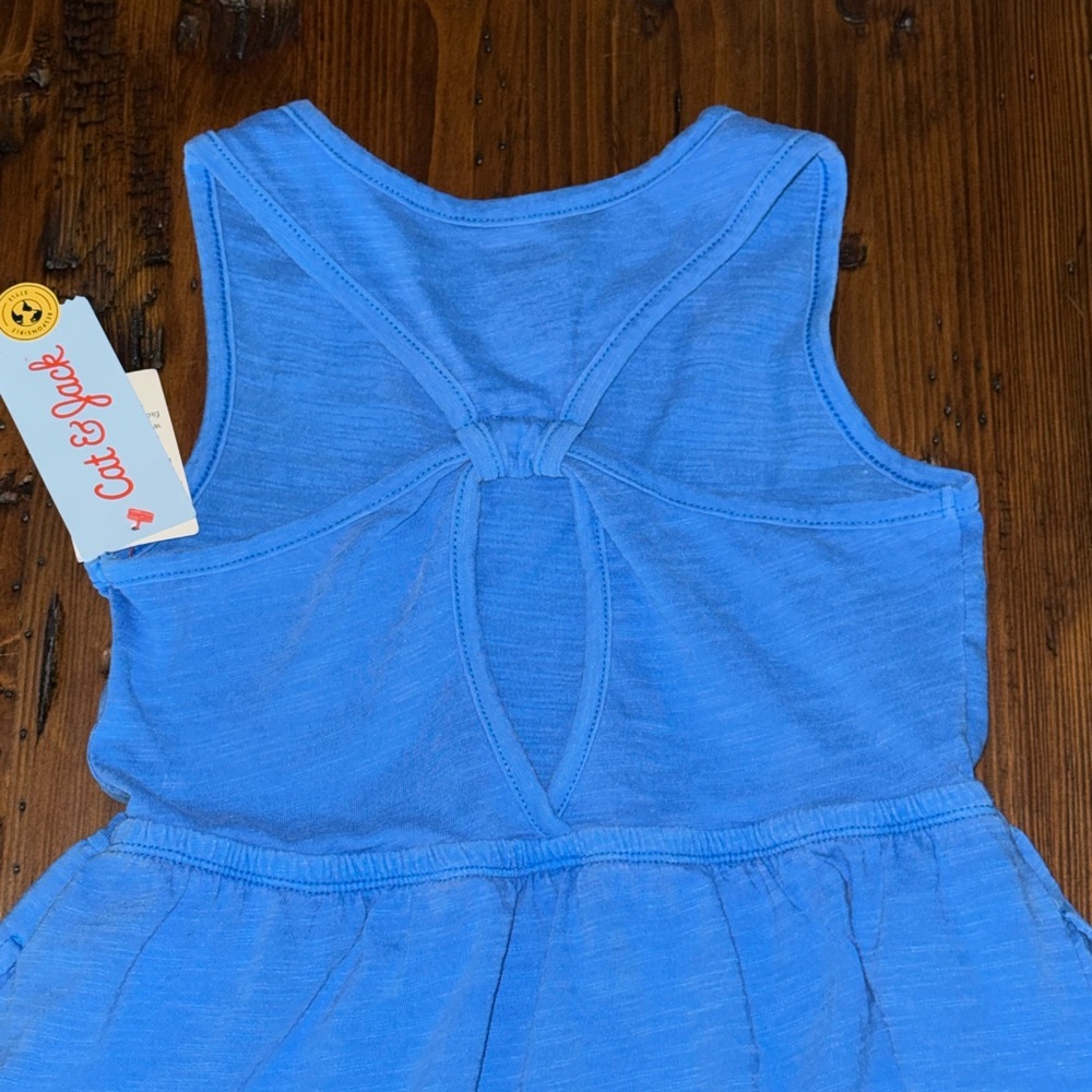 Size 10/12 Brilliant Neon Blue Girl’s Knit Maxi Dress Twist Back with pocket - Picture 3 of 5
